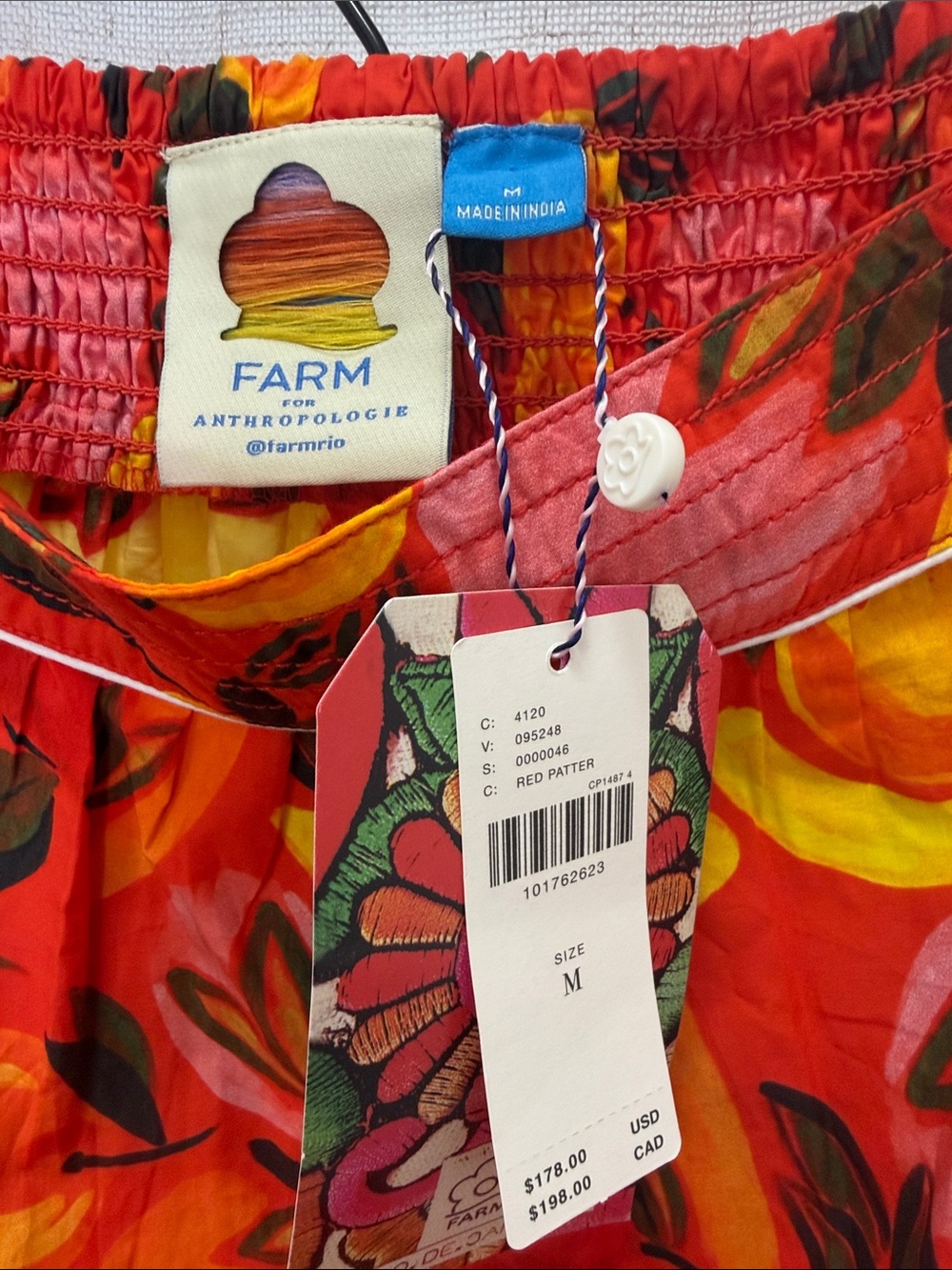 Farm Rio Anthropologie Floral Red Tiered Midi Skirt Size Medium Brand New W/Tags - Picture 9 of 11